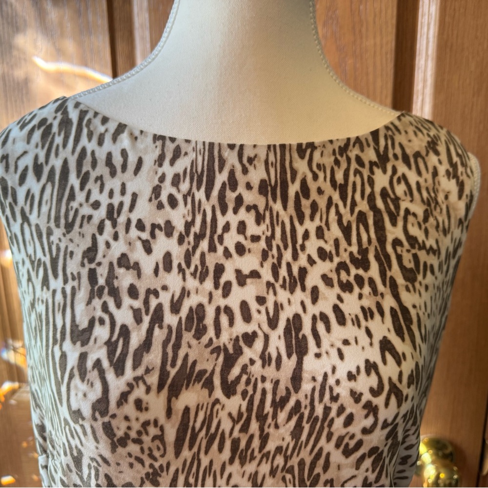 JONES NY Women’s Size 10 Leopard-print Sheath Dress Brown/ivory EUC - Picture 2 of 8